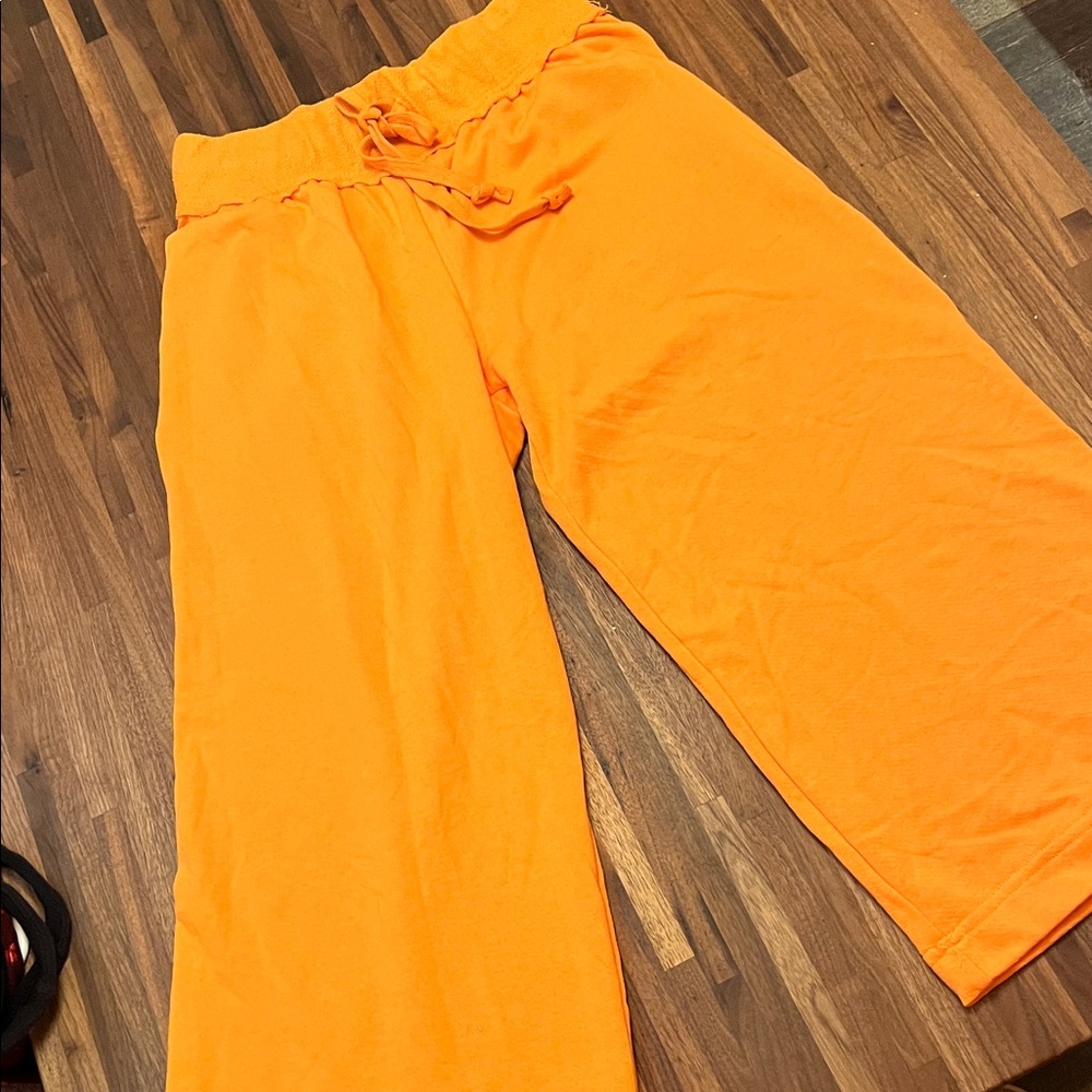 Free People beach Orange cropped Wide Leg Pants NWOT